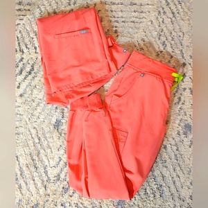 Figs hot coral casma top and zamora jogger